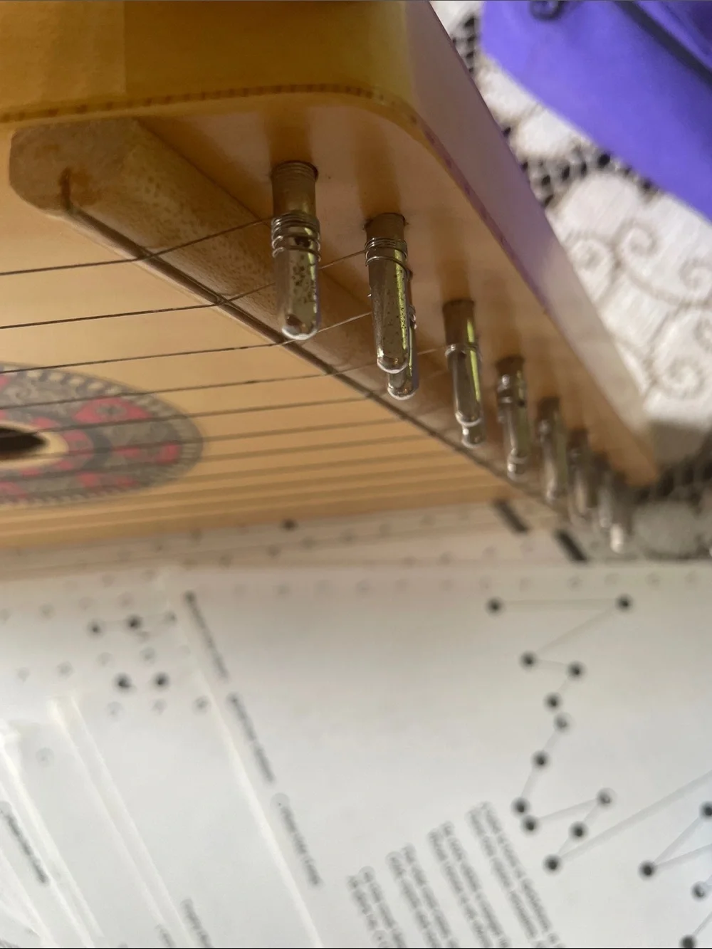 HearthSong Kids Zither Harp - 21 Song Cards Tuner and Pick Purple Carry Case